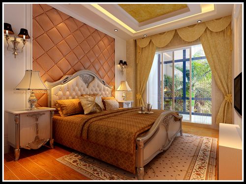 室内卧室欧式暖色床头设计